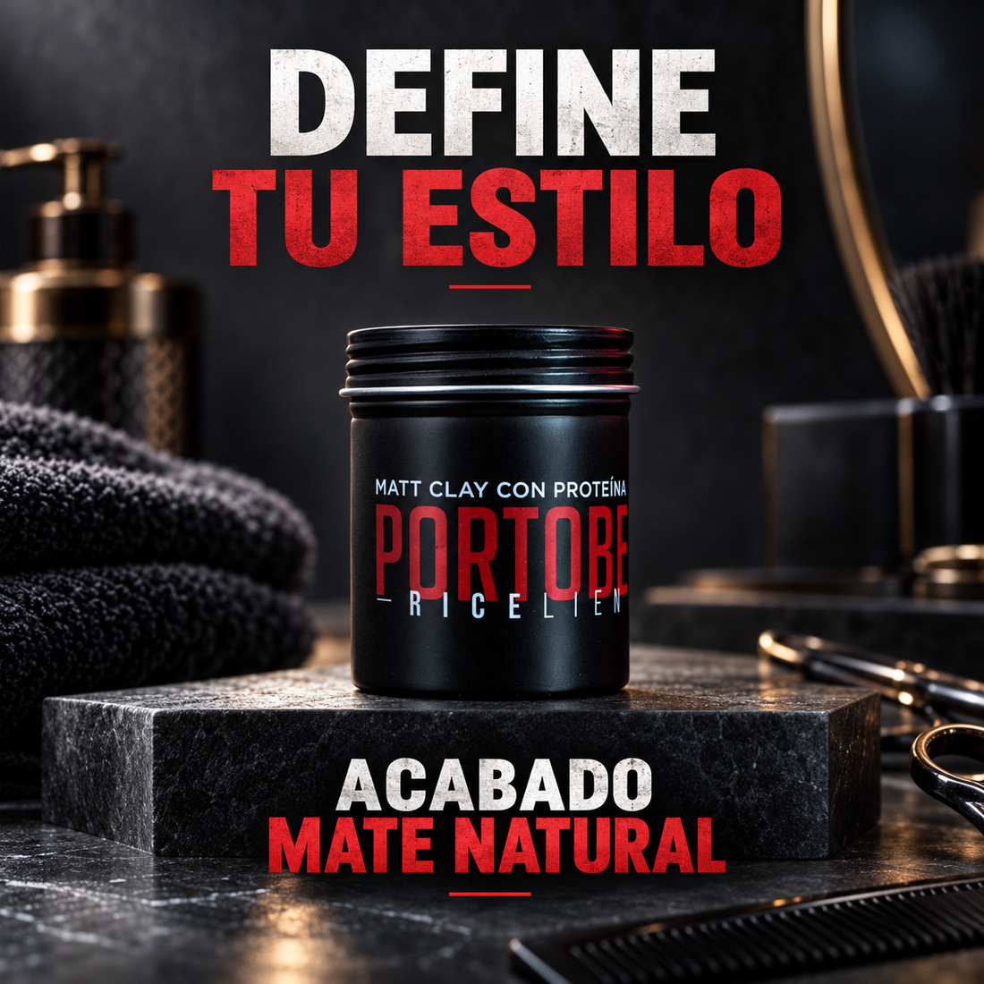 PortoBello Gentleman – Cera Mate con Proteína de Arroz, Fijación Media-Alta – 100 ml