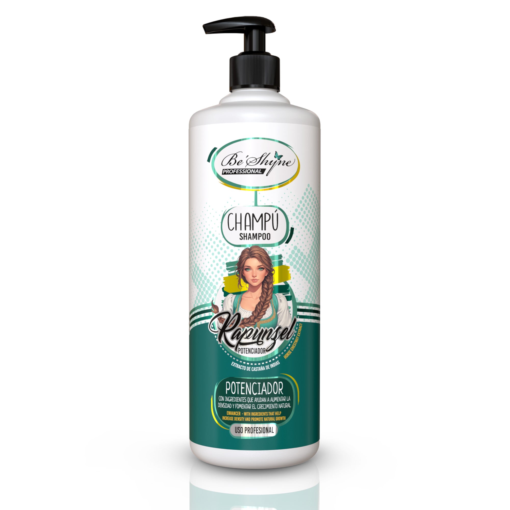 Be´Shyne® Kit Rapunzel ,Champú 1L+ Mascarilla 1L+ Tónico 100ml, reestructura y revitaliza el crecimiento.