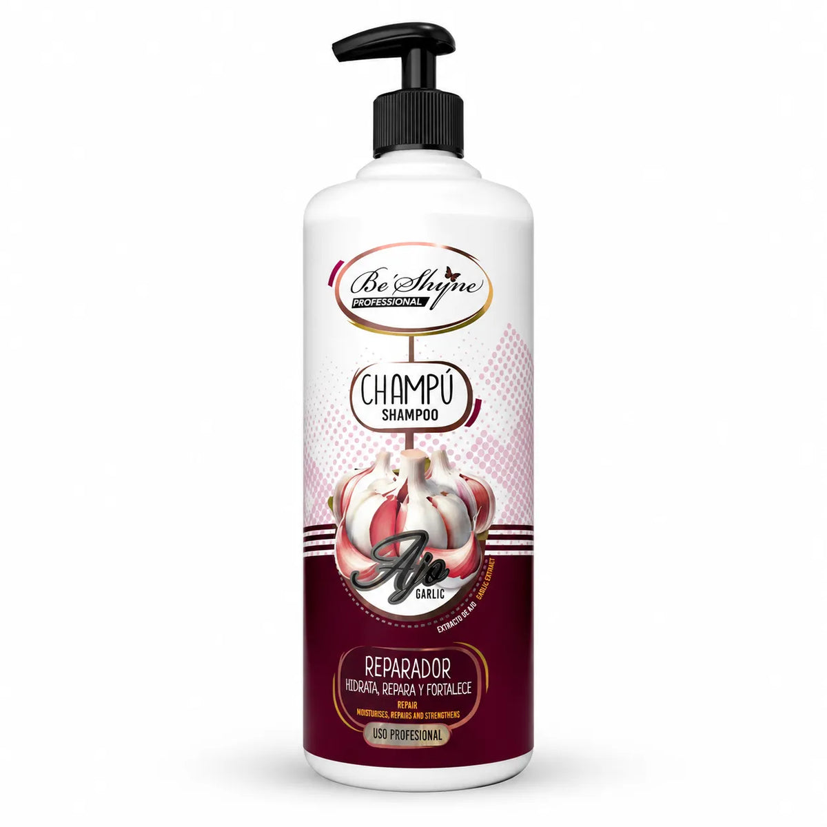 Be'Shyne – Champú Reparador con Extracto de Ajo para Cabello Dañado 1000 ml