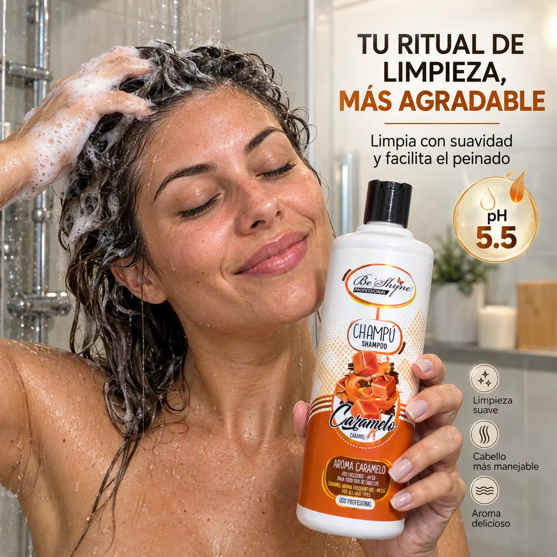 Be'Shyne – Champô Neutro Caramelo para Todo o Tipo de Cabelos 1000 ml