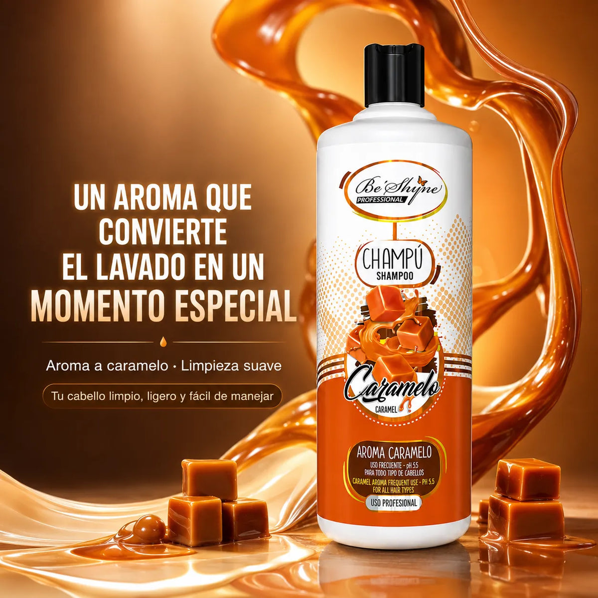 Be'Shyne – Champô Neutro Caramelo para Todo o Tipo de Cabelos 1000 ml