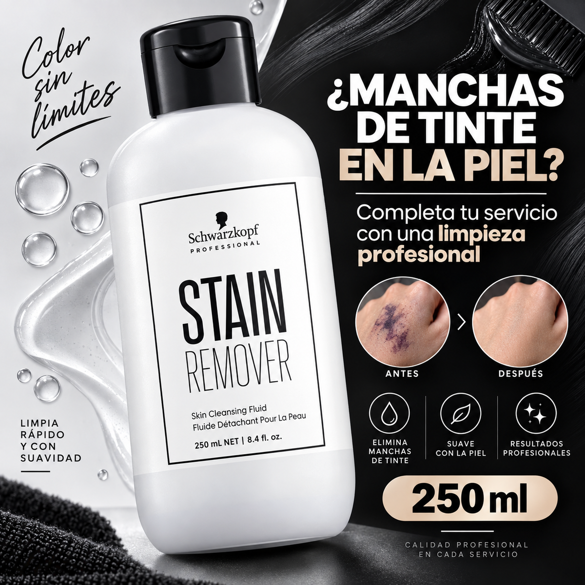 Schwarzkopf Professional – Quitamanchas de Tinte para la Piel 250ml