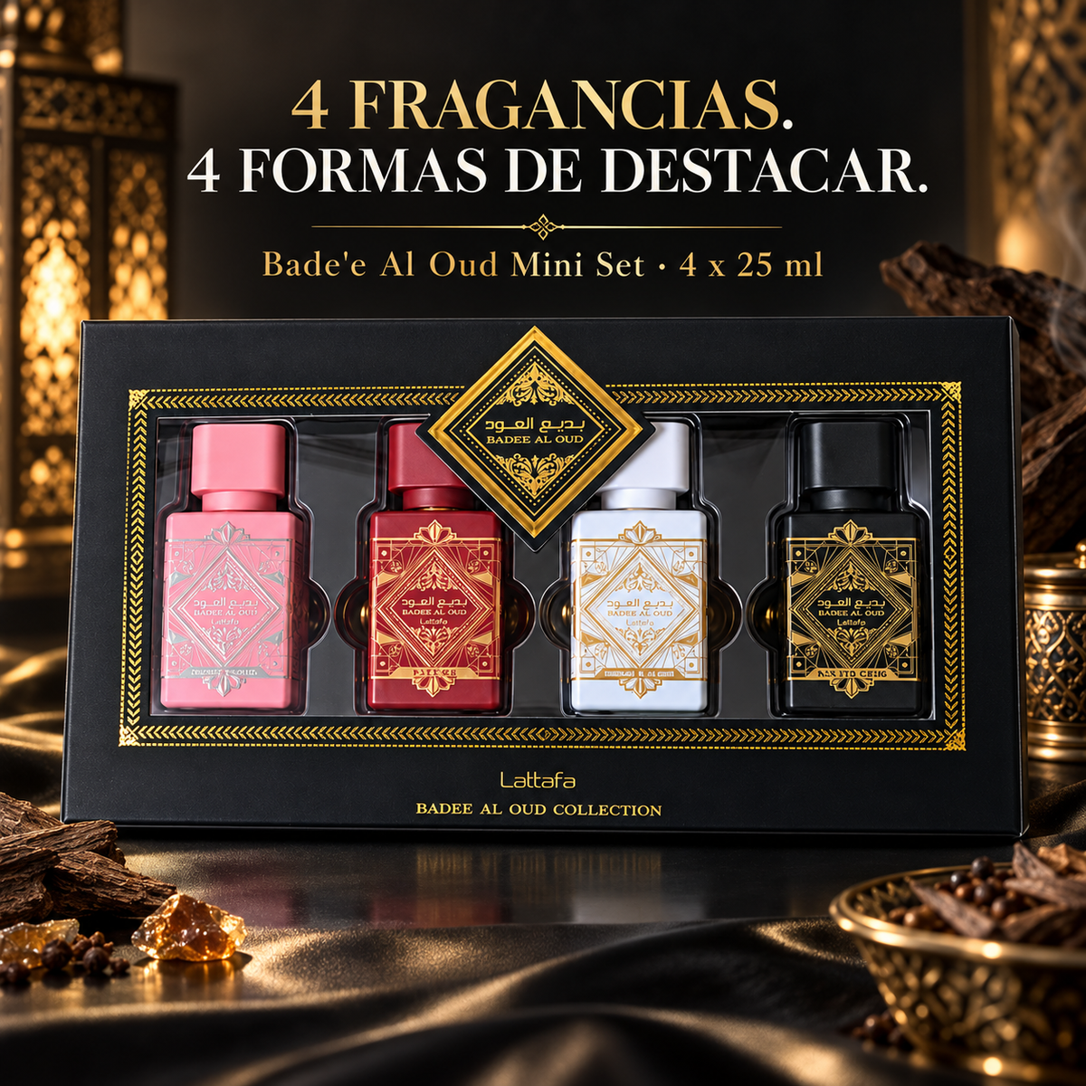 Lattafa – Set de Perfumes para Hombre Bade'e Al Oud 4 x 25 ml