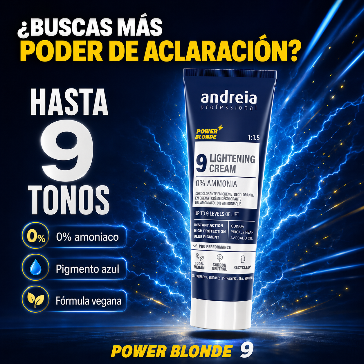 Andreia Professional – Crema decolorante sin amoniaco hasta 9 tonos 250 g