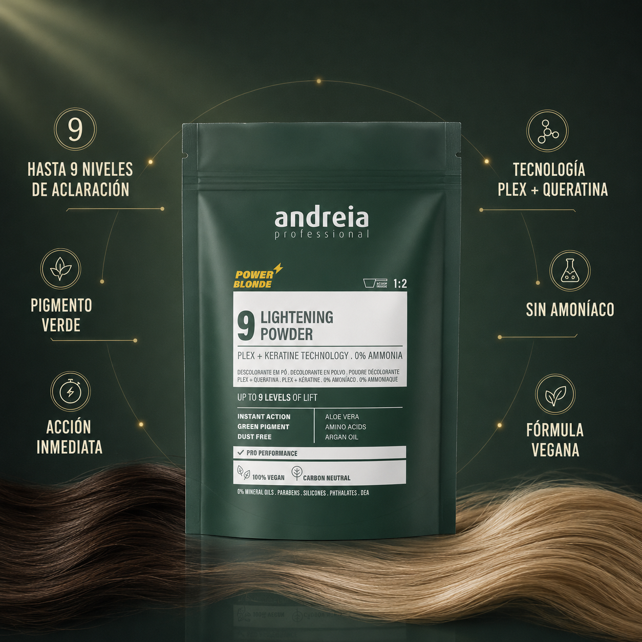 Andreia Professional – Polvo Decolorante para Cabello hasta 9 Tonos 500 g