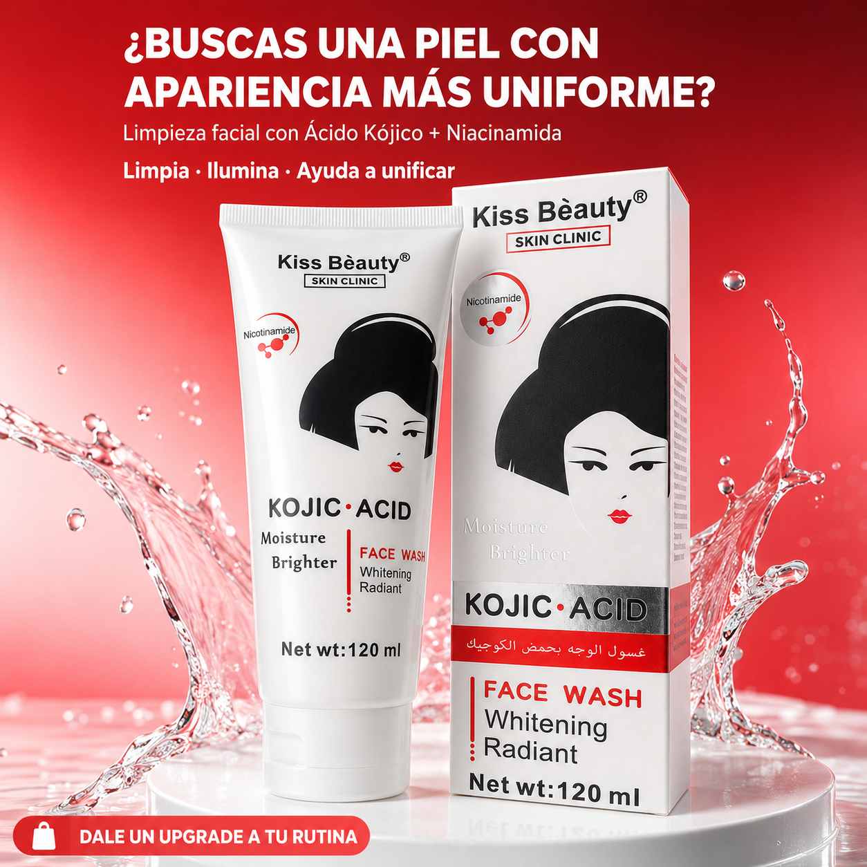 Kiss Beauty – Limpiador Facial con Ácido Kójico para un Tono Uniforme 120 ml