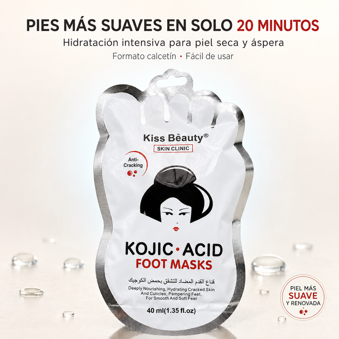 Kiss Beauty – Mascarilla para pies hidratante para piel agrietada 40 ml