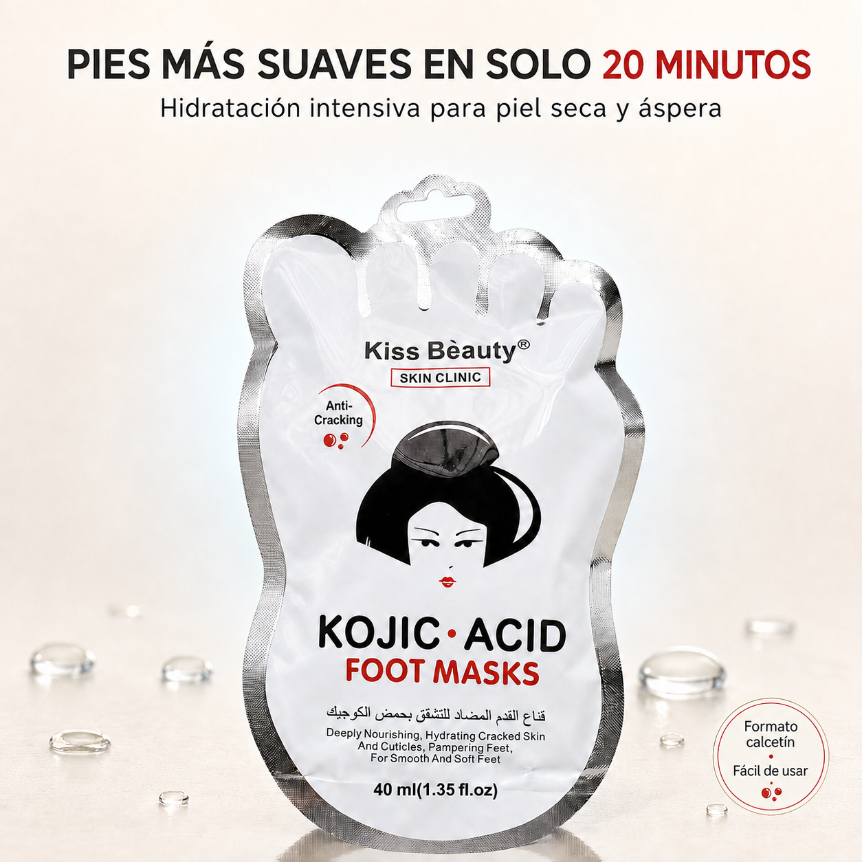 Kiss Beauty – Mascarilla para pies hidratante para piel agrietada 40 ml