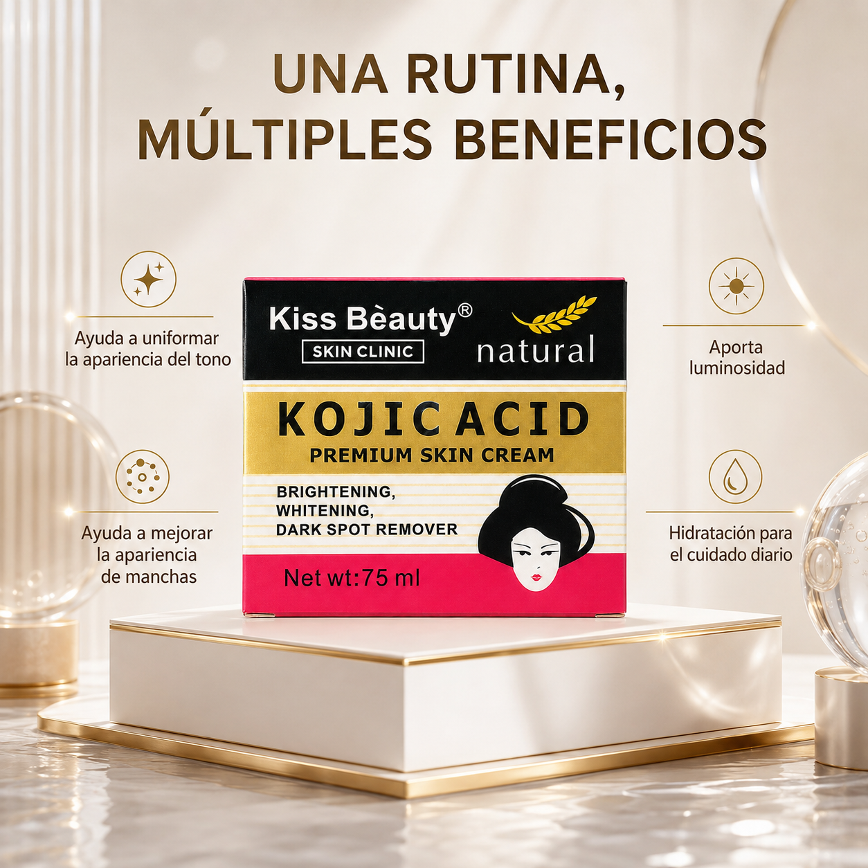 Kiss Beauty – Crema Facial para Manchas e Iluminar el Tono 75 ml