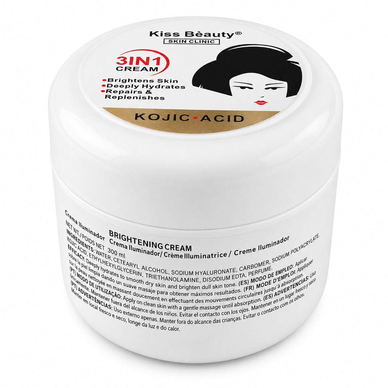 Kiss Beauty – Crema Iluminadora e Hidratante para Todo Tipo de Piel 300 ml