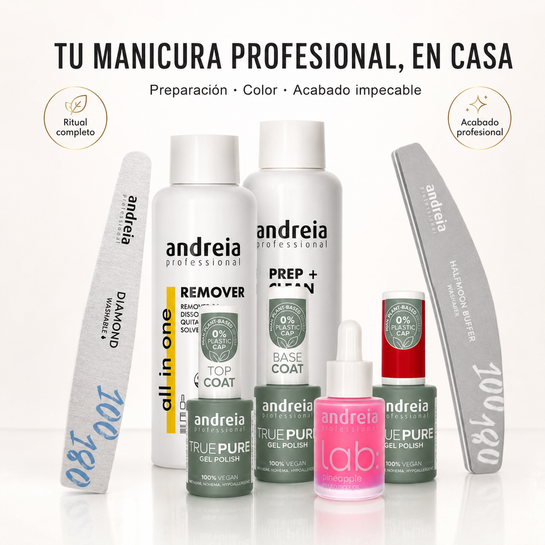 Andreia – Pack de uñas vegano True Pure para manicura completa