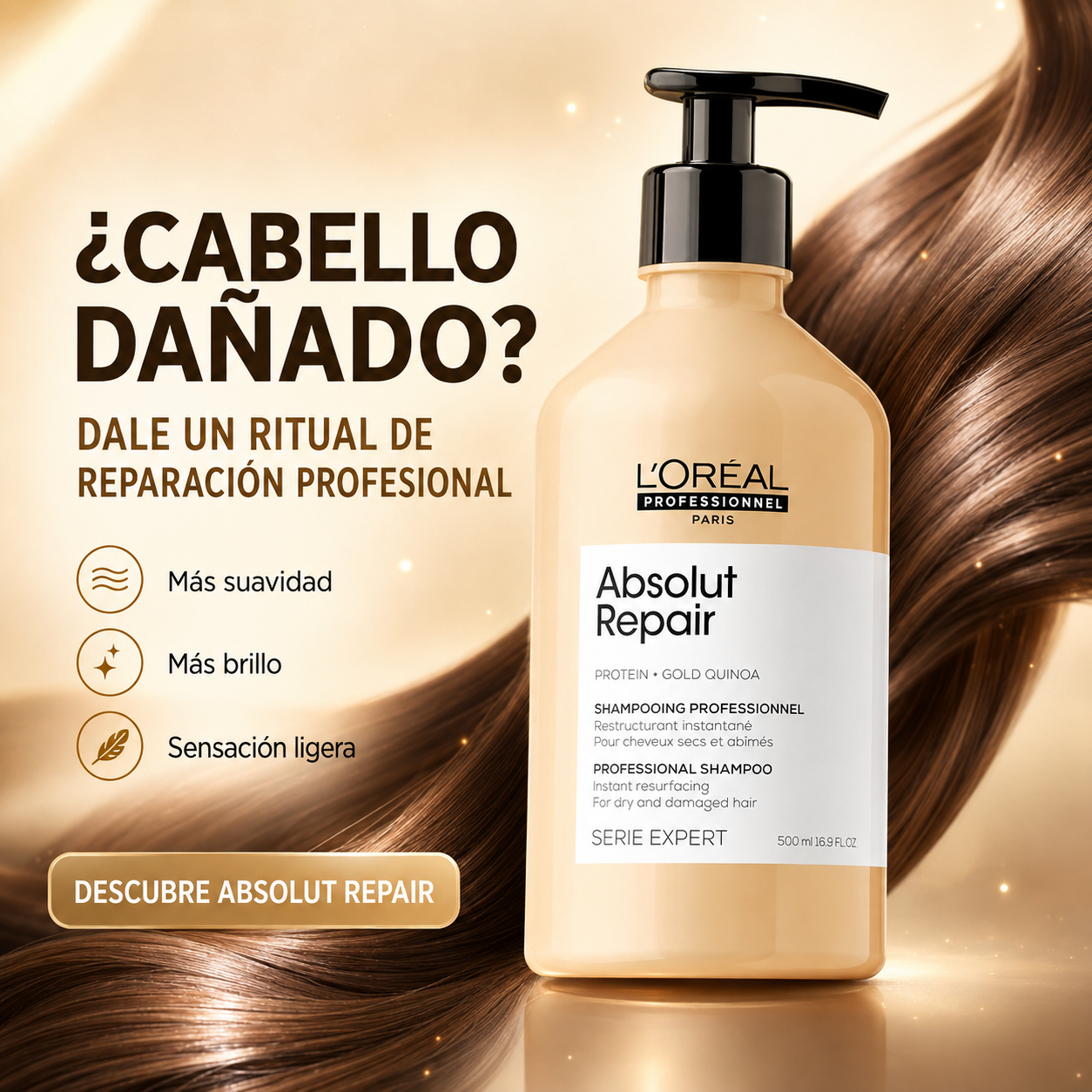 L'Oréal Professionnel – Champú Reparador para Cabello Dañado Absolut Repair 500/1500 ml