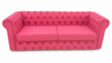VAVCI – Sofá Chesterfield Rosa de Piel Sintética 2,20 m
