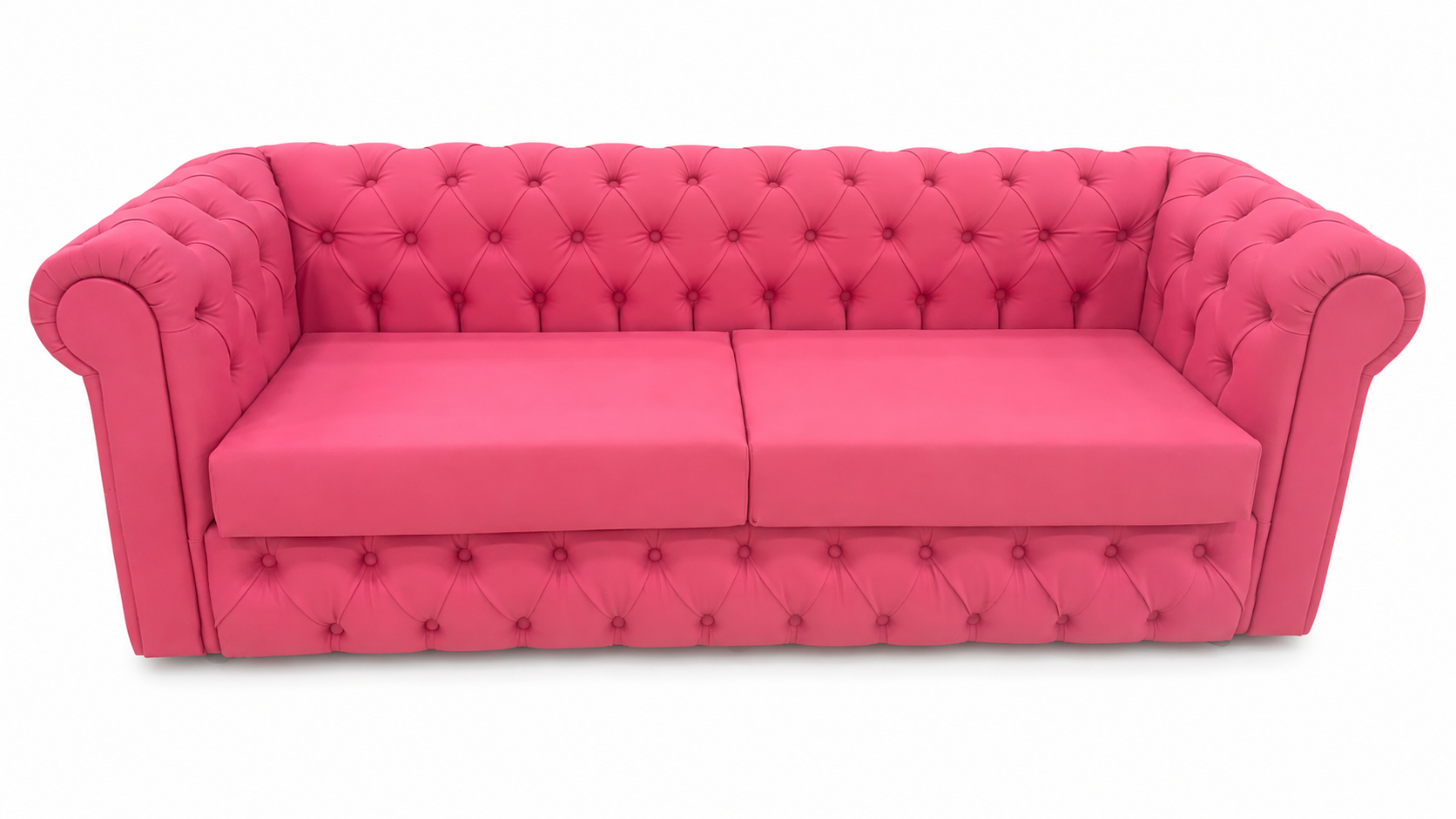 VAVCI – Sofá Chesterfield Rosa de Piel Sintética 2,20 m