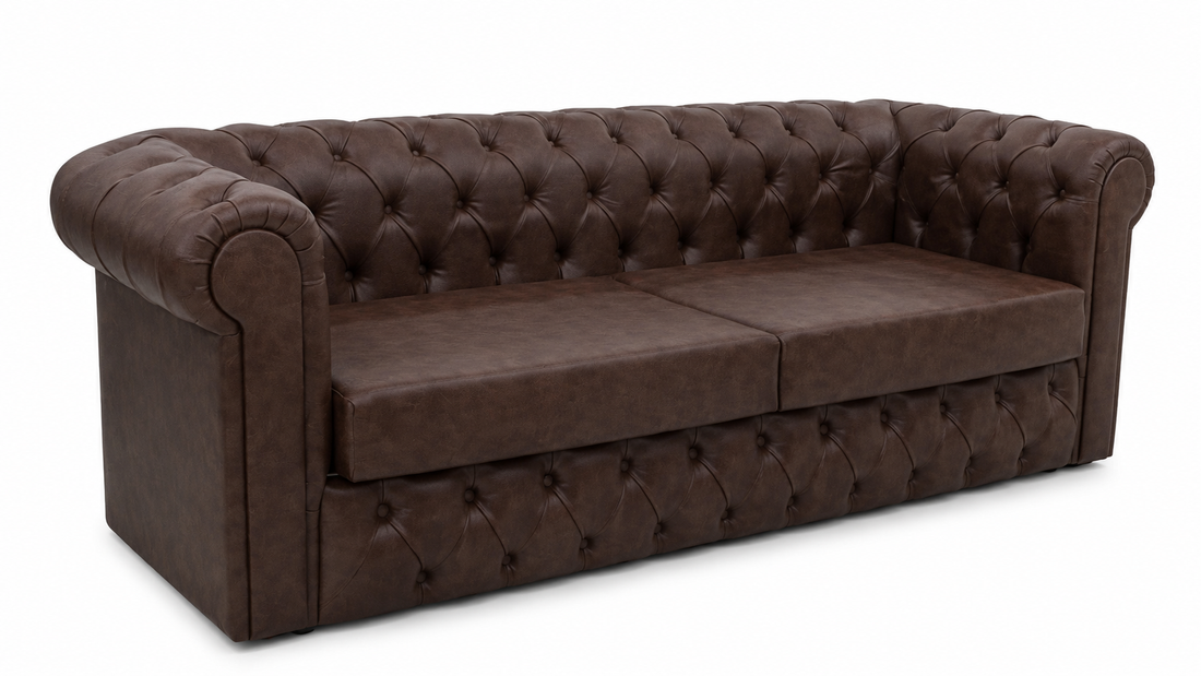 VAVCI – Sofá Chesterfield Rosa de Piel Sintética 2,20 m