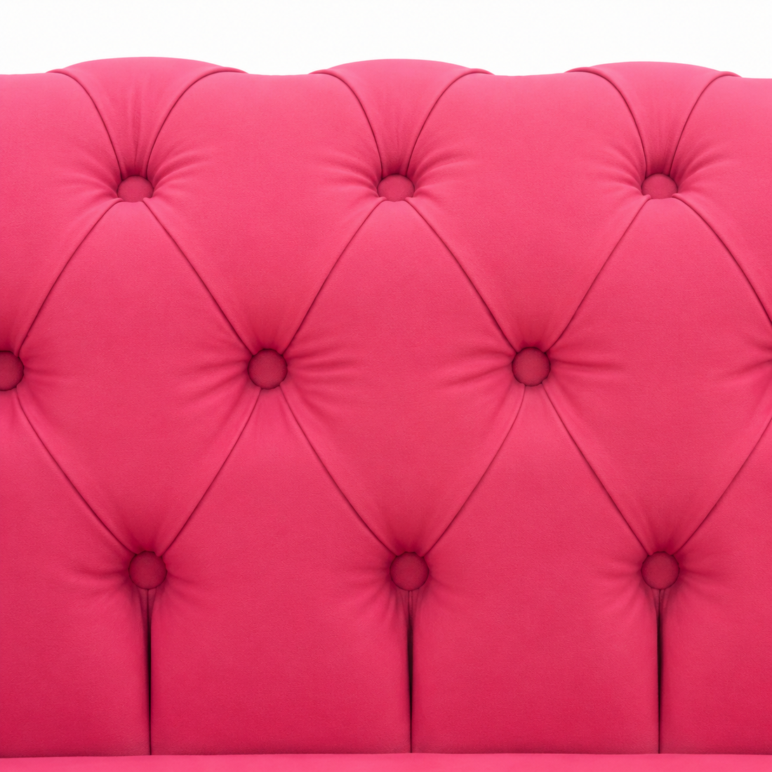 VAVCI – Sofá Chesterfield Rosa de Piel Sintética 2,20 m