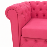 VAVCI – Sofá Chesterfield Rosa de Piel Sintética 2,20 m
