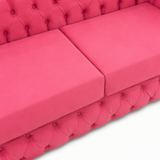 VAVCI – Sofá Chesterfield Rosa de Piel Sintética 2,20 m