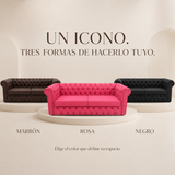VAVCI – Sofá Chesterfield Rosa de Piel Sintética 2,20 m