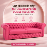 VAVCI – Sofá Chesterfield Rosa de Piel Sintética 2,20 m