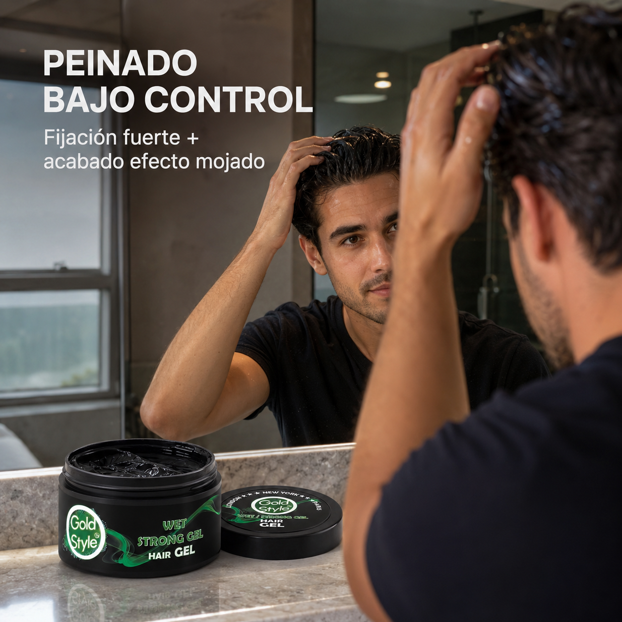 Gold Style – Gel capilar efecto mojado de fijación fuerte 450 ml