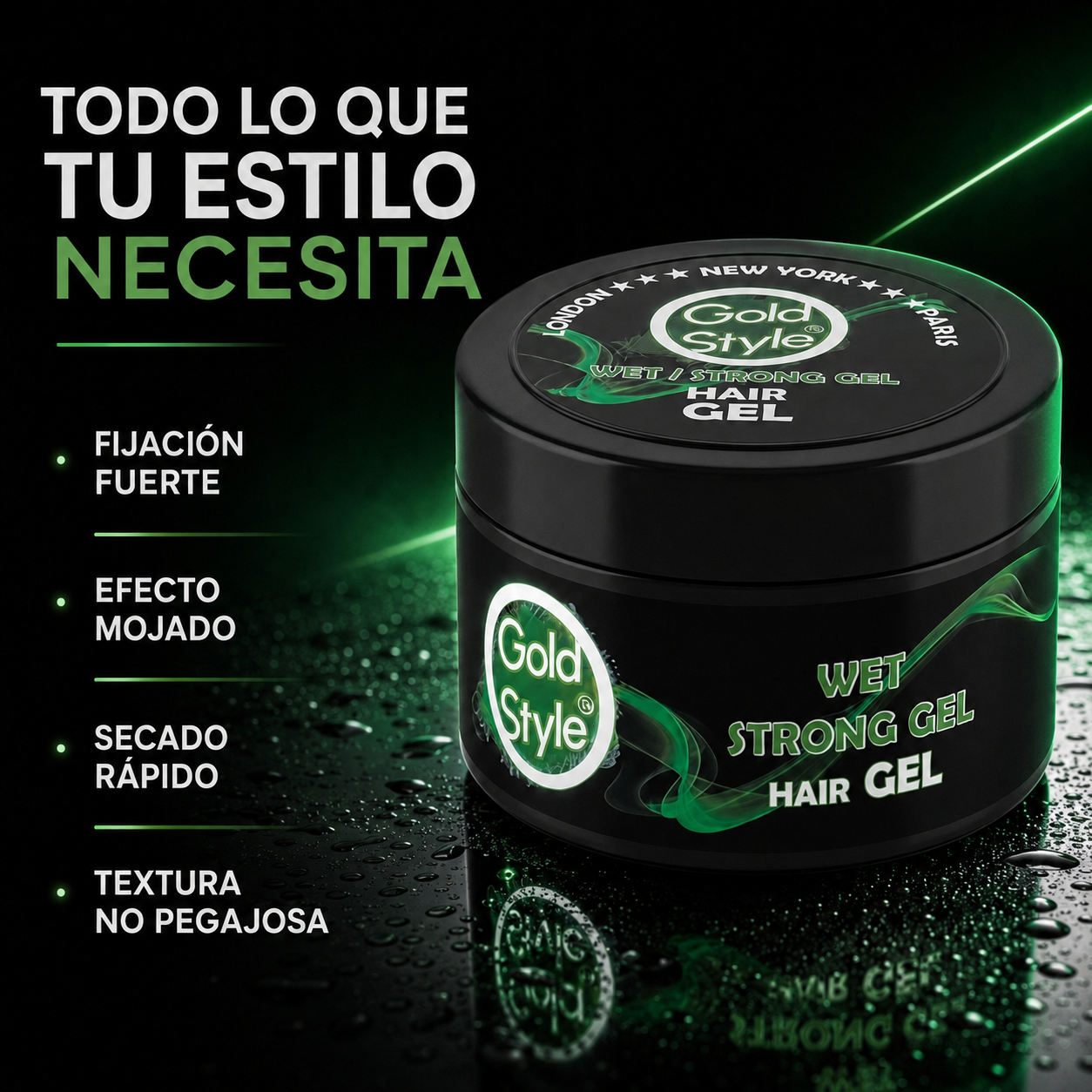 Gold Style – Gel capilar efecto mojado de fijación fuerte 450 ml
