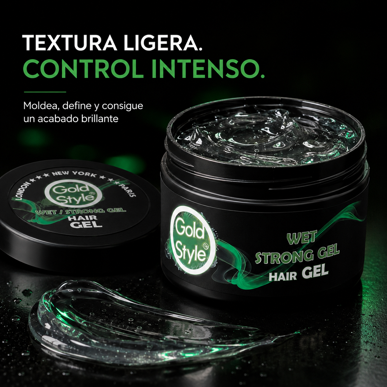 Gold Style – Gel capilar efecto mojado de fijación fuerte 450 ml