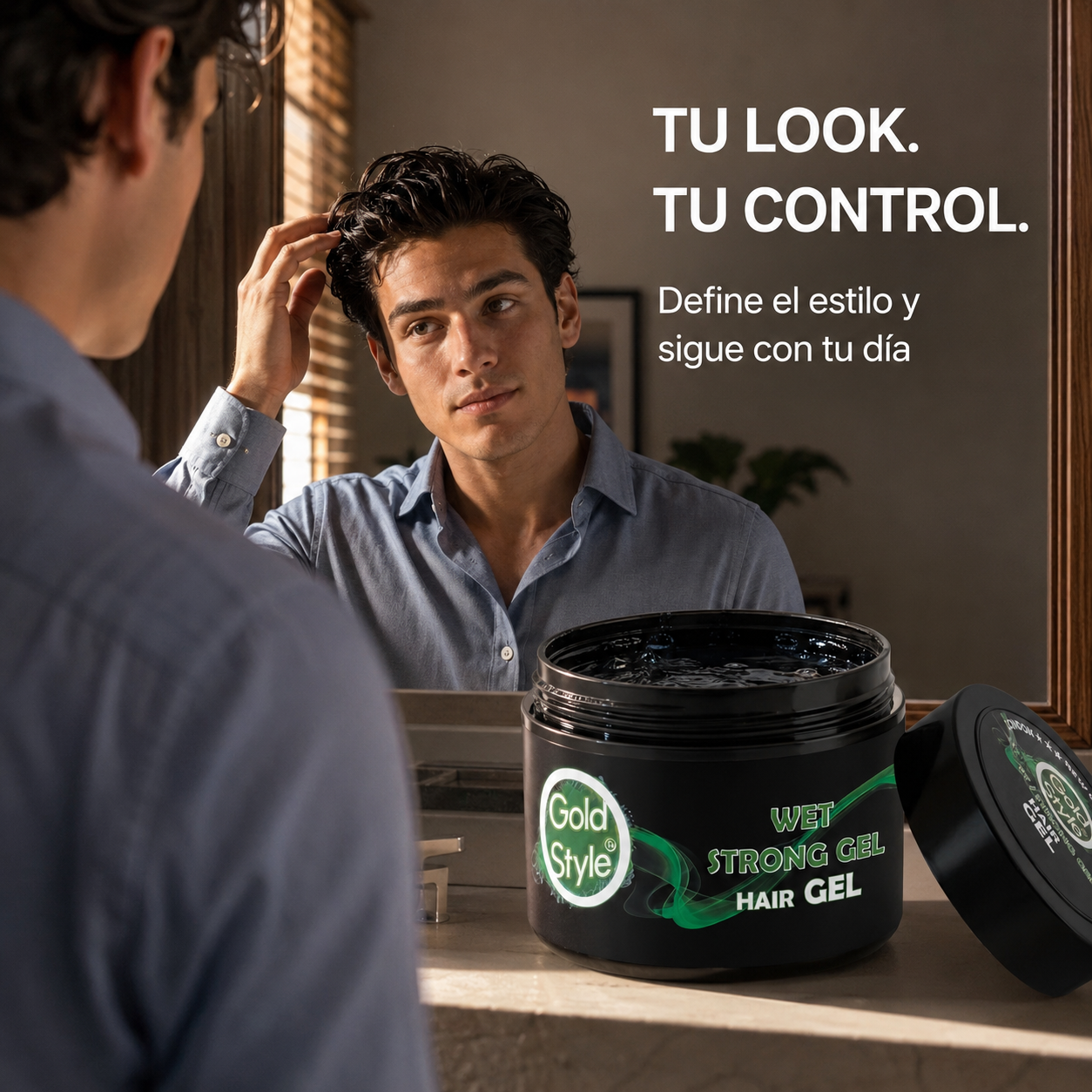 Gold Style – Gel capilar efecto mojado de fijación fuerte 450 ml