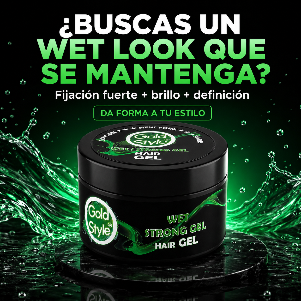 Gold Style – Gel capilar efecto mojado de fijación fuerte 450 ml