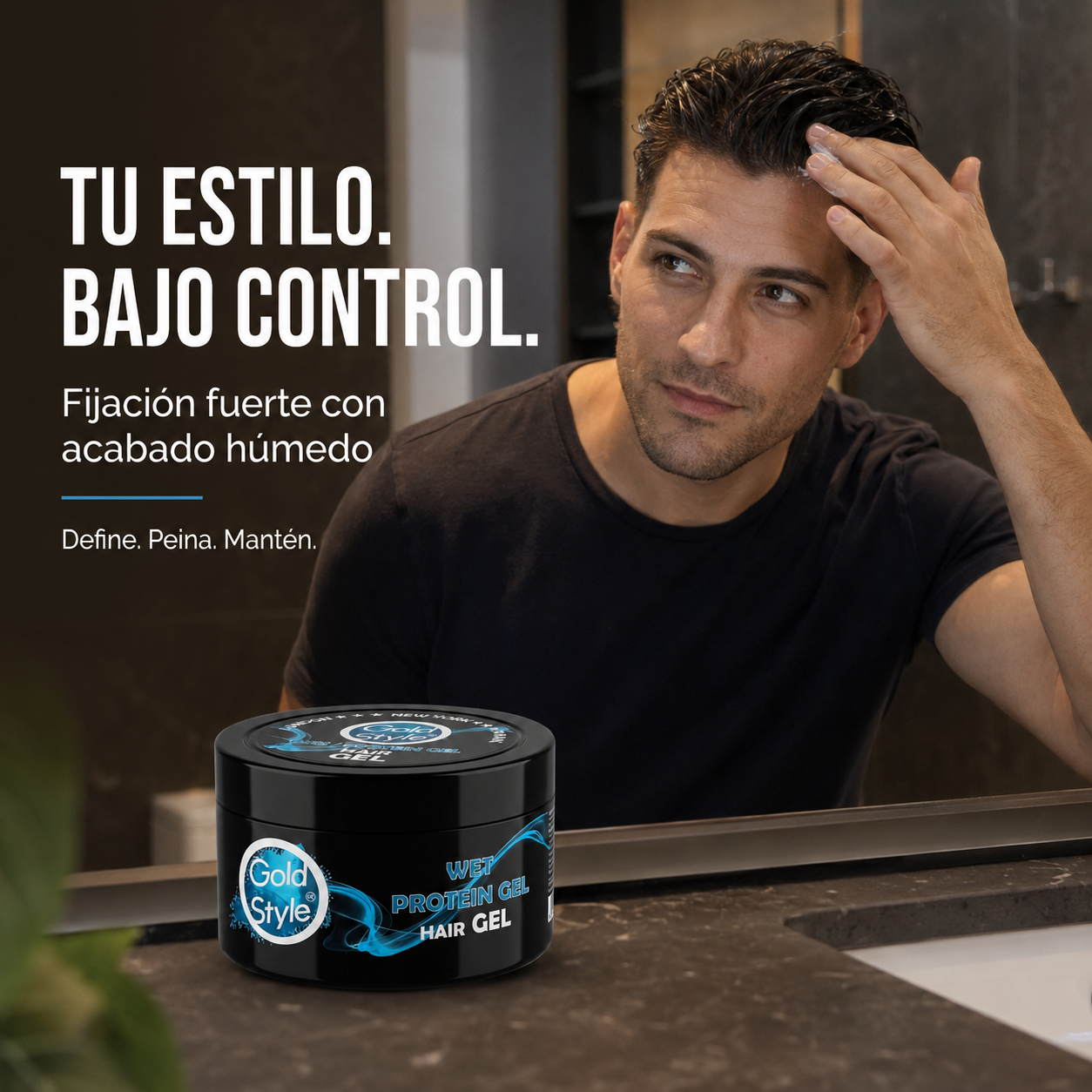 Gold Style – Gel Capilar de Fijación Fuerte con Efecto Húmedo 450 m