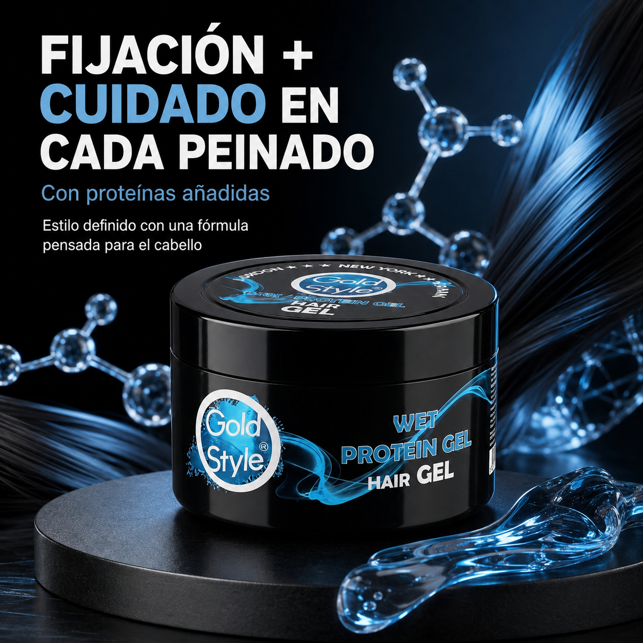 Gold Style – Gel Capilar de Fijación Fuerte con Efecto Húmedo 450 m