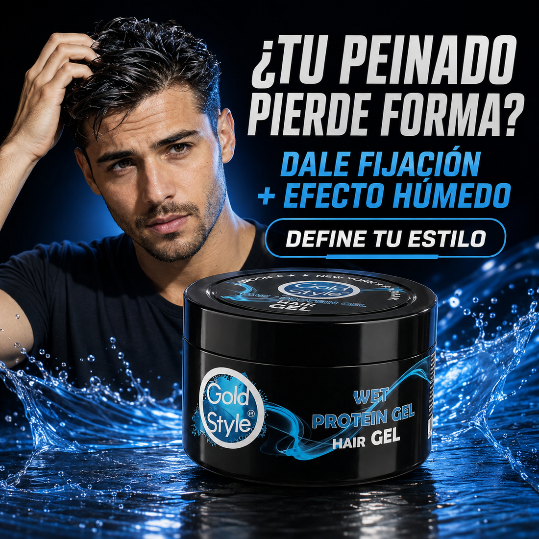 Gold Style – Gel Capilar de Fijación Fuerte con Efecto Húmedo 450 m