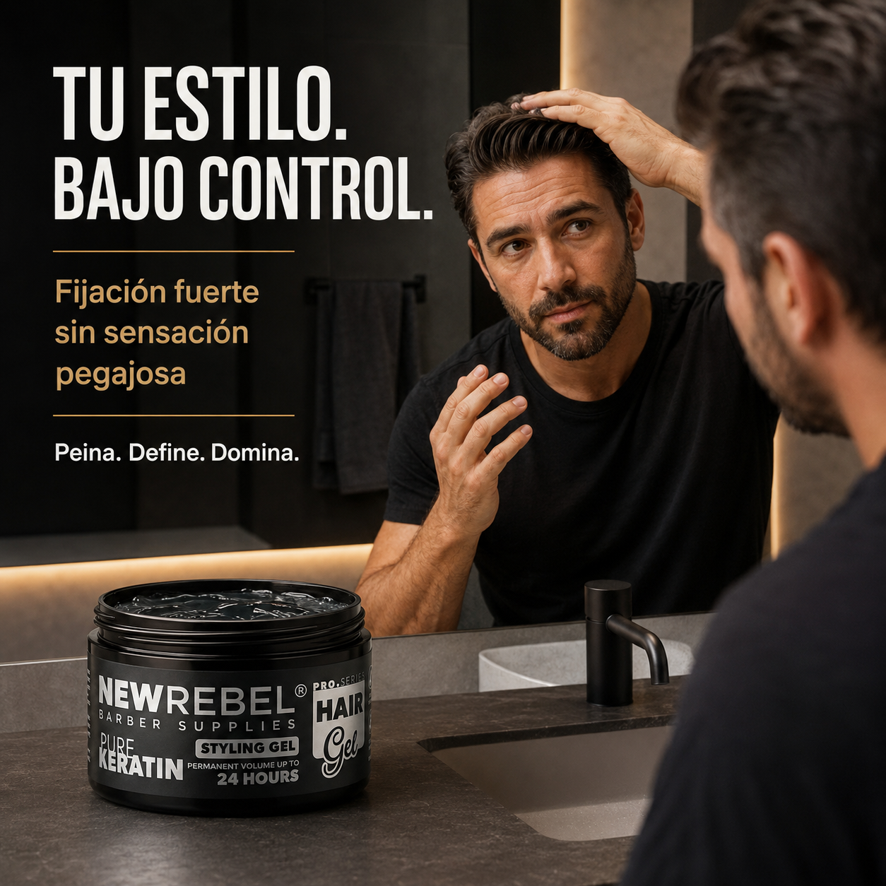 New Rebel – Gel fijador para cabello de fijación fuerte 450 ml