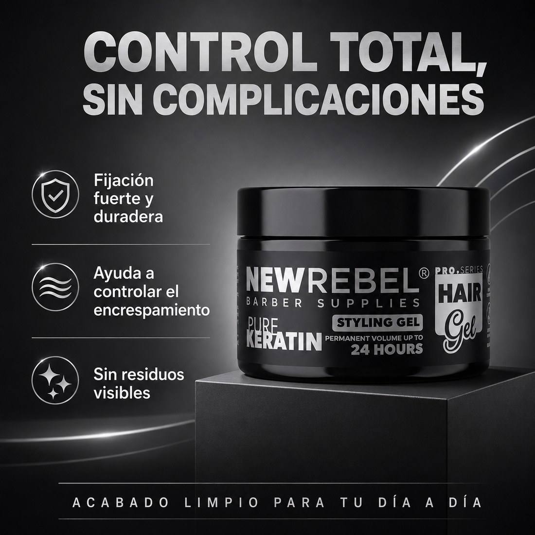 New Rebel – Gel fijador para cabello de fijación fuerte 450 ml