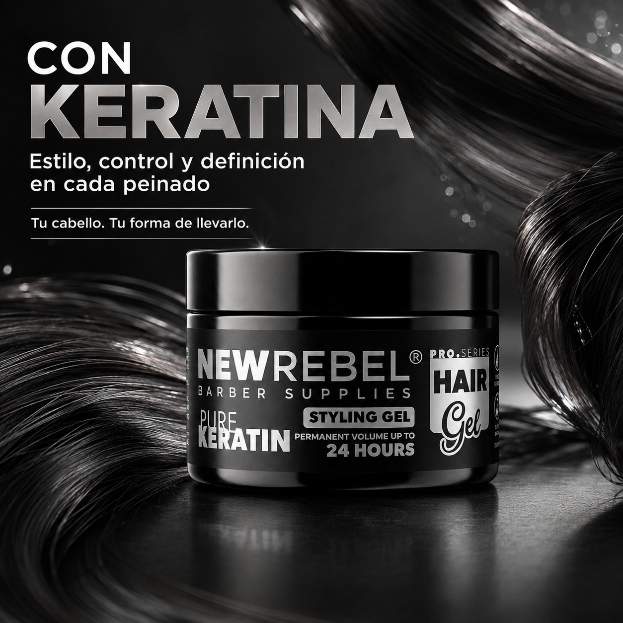 New Rebel – Gel fijador para cabello de fijación fuerte 450 ml