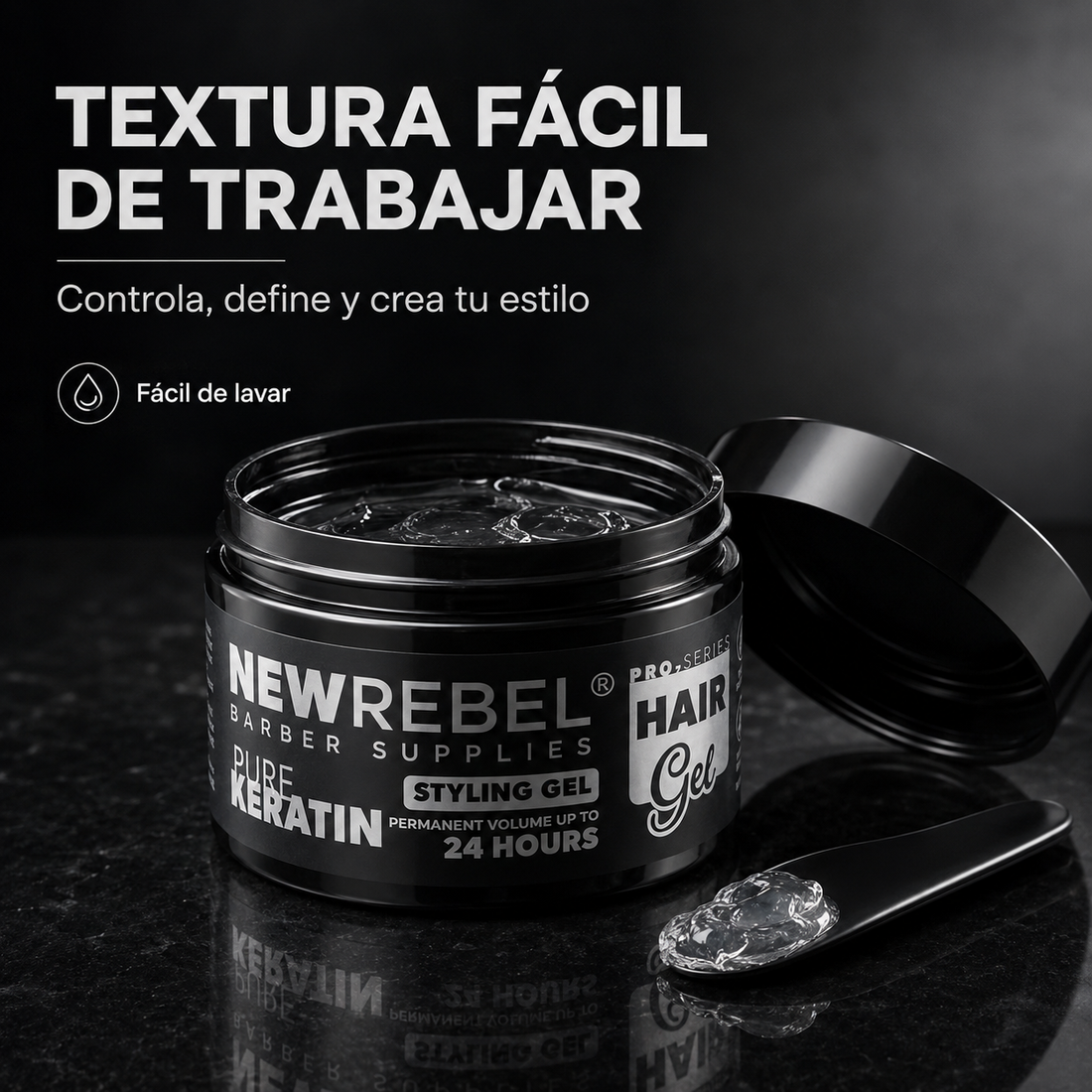 New Rebel – Gel fijador para cabello de fijación fuerte 450 ml