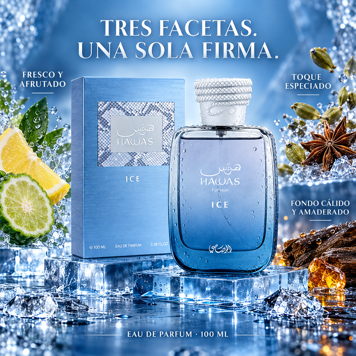 Rasasi – Perfume para Hombre Hawas Ice Fresco y Afrutado 100 ml