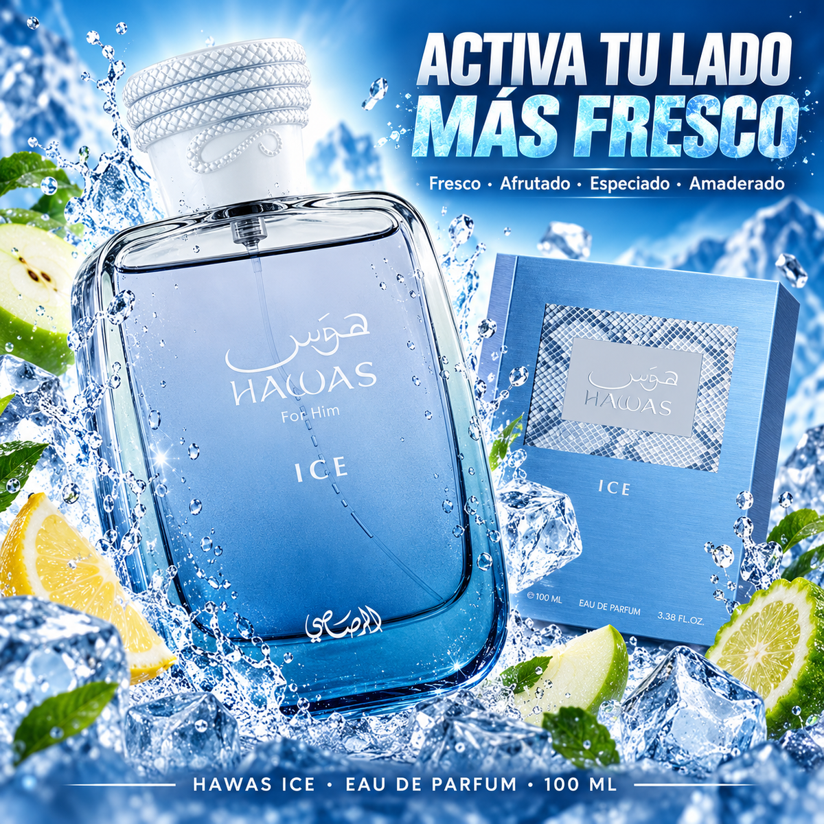 Rasasi – Perfume para Hombre Hawas Ice Fresco y Afrutado 100 ml