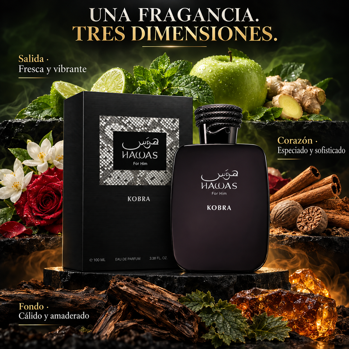 Rasasi – Perfume Árabe para Hombre Hawas Kobra Eau de Parfum 100 ml