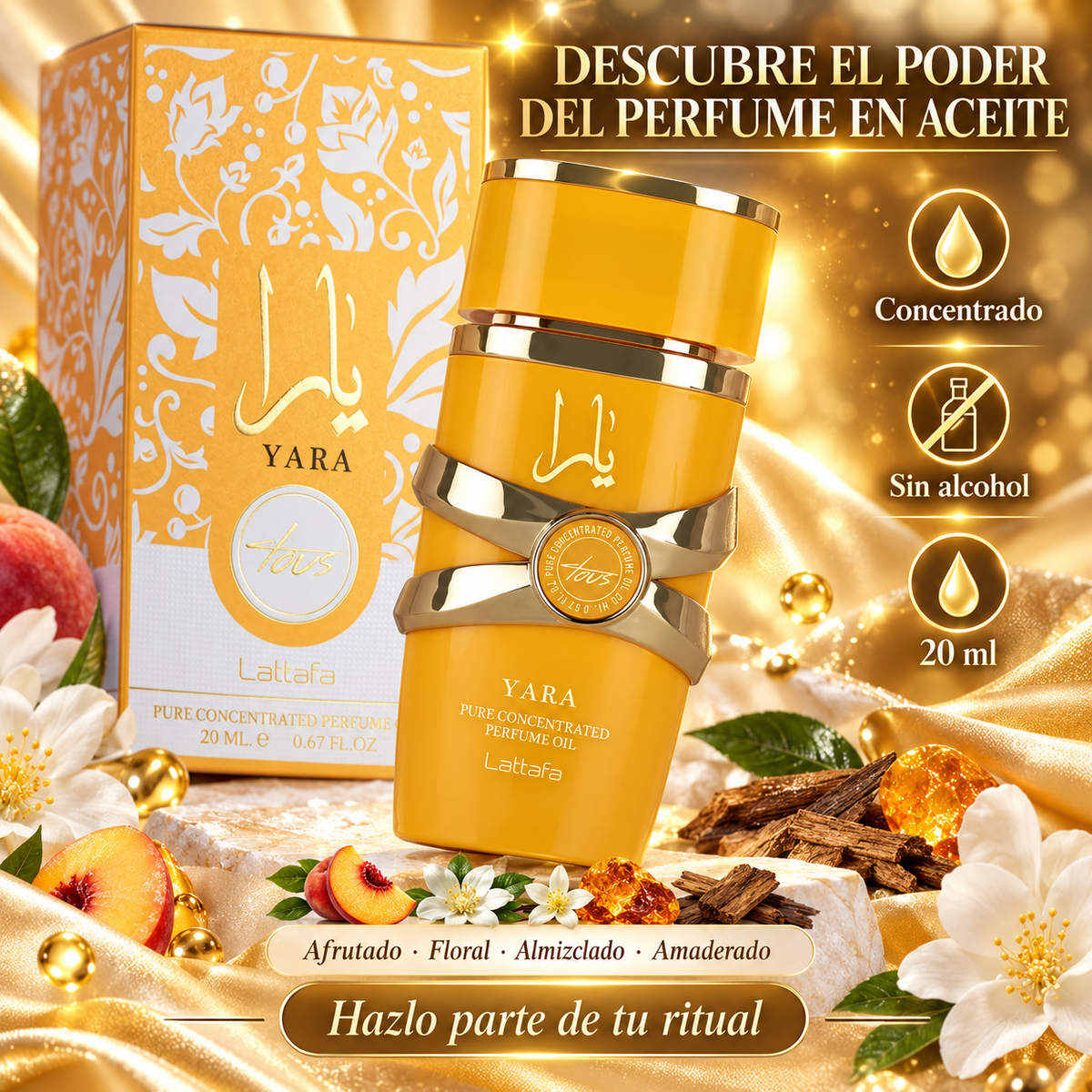 Lattafa – Aceite de Perfume Concentrado Yara de Larga Duración 20 ml