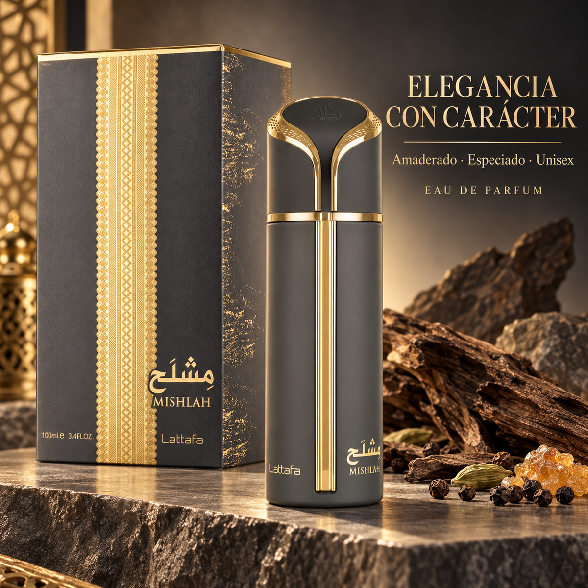 Lattafa – Perfume Unisex Amaderado Especiado Mishlah 100 ml