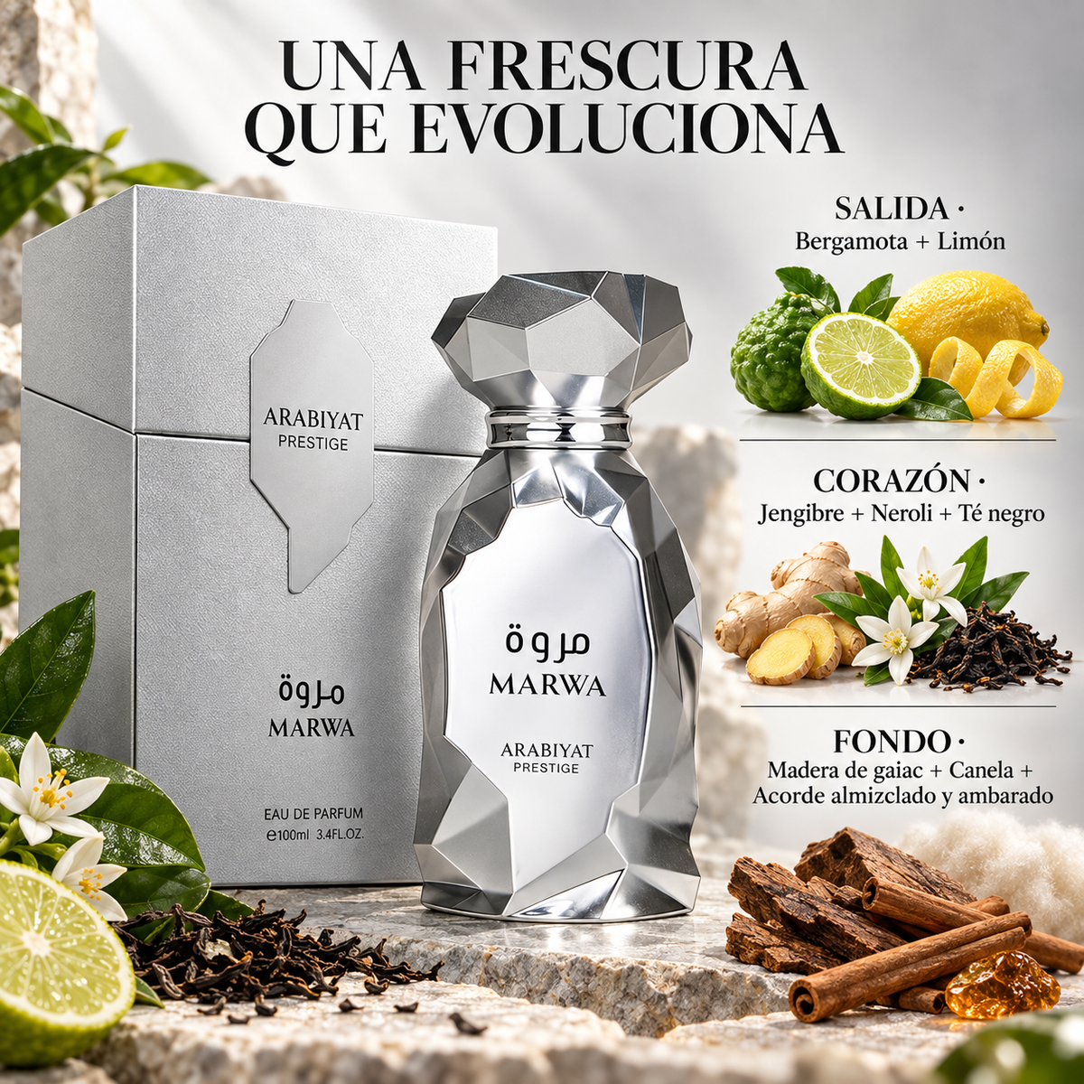 Arabiyat Prestige – Perfume Árabe para Hombre Marwa Fresco y Cítrico 100 ml