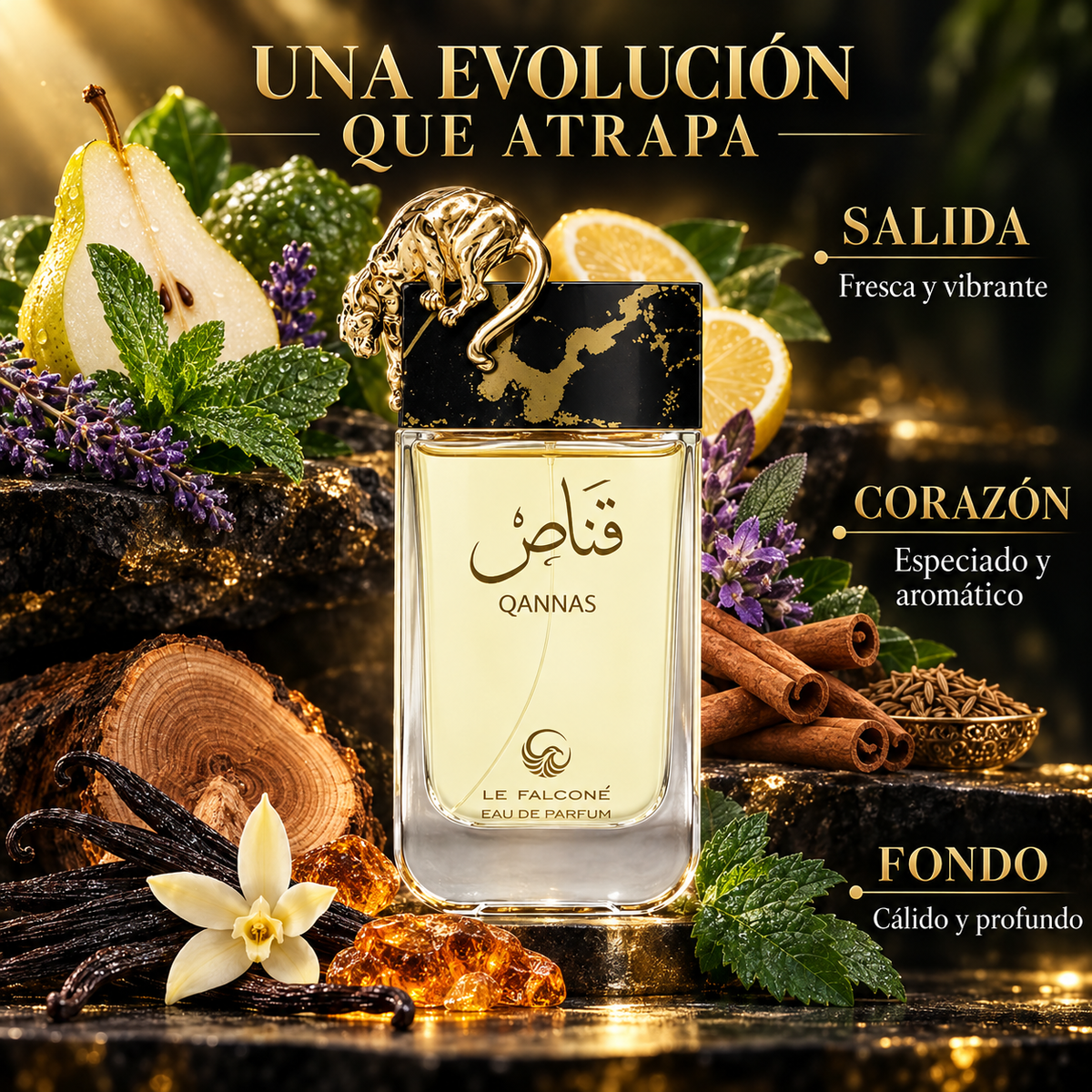 Le Falcone – Perfume para Hombre Qannas Fresco y Cálido 90 ml