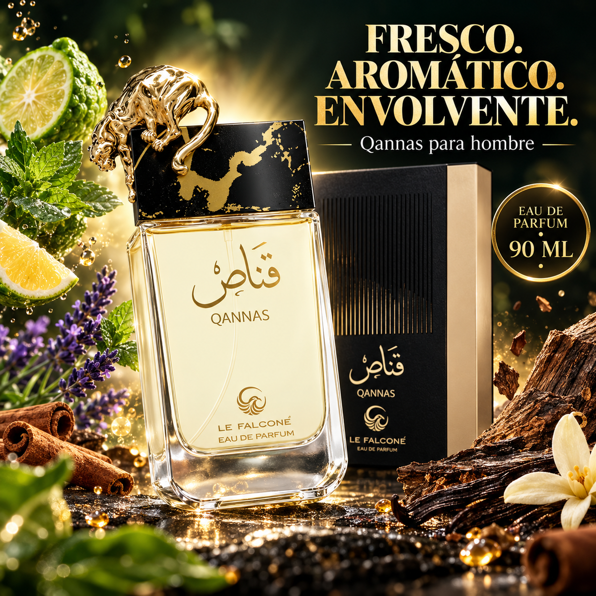 Le Falcone – Perfume para Hombre Qannas Fresco y Cálido 90 ml