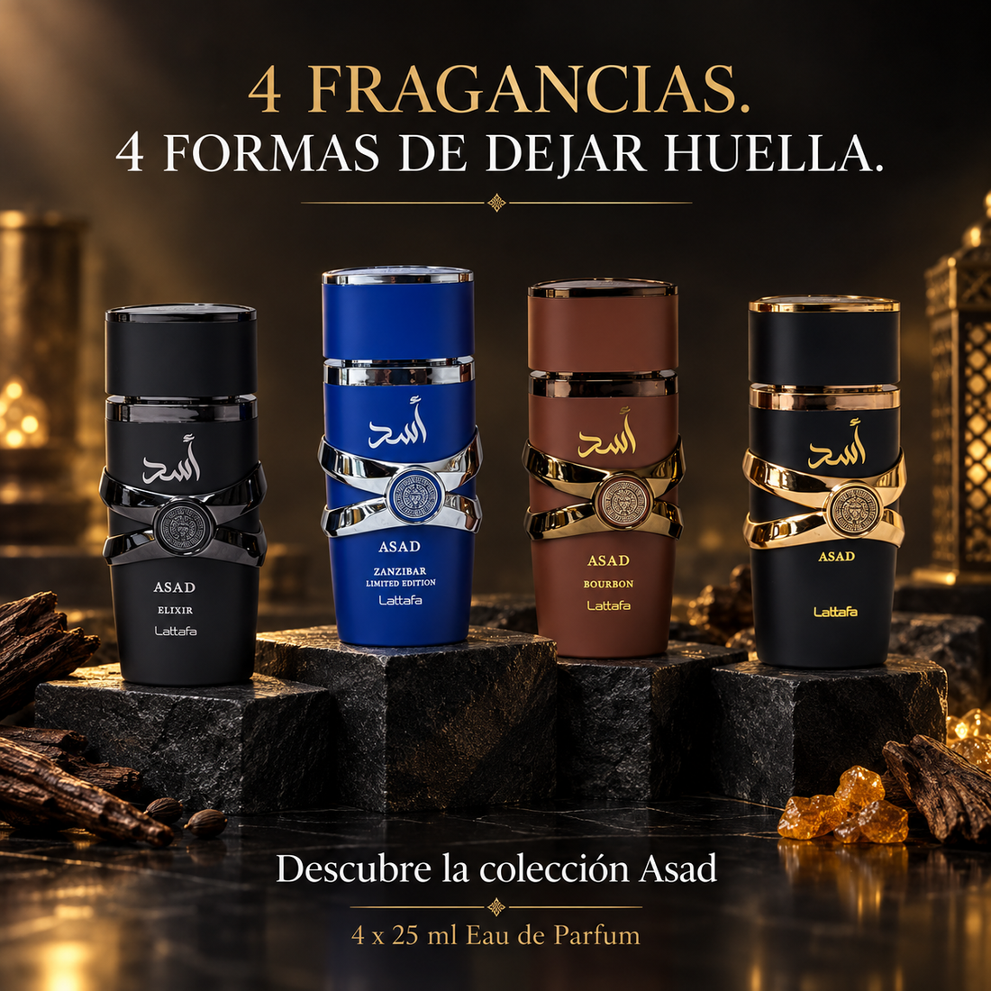 Lattafa – Set de Perfumes para Hombre Asad Collection 4 x 25 ml