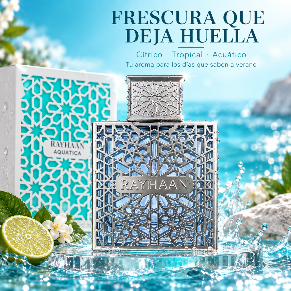 Rayhaan – Perfume masculino fresco Aquatica EDP 100 ml