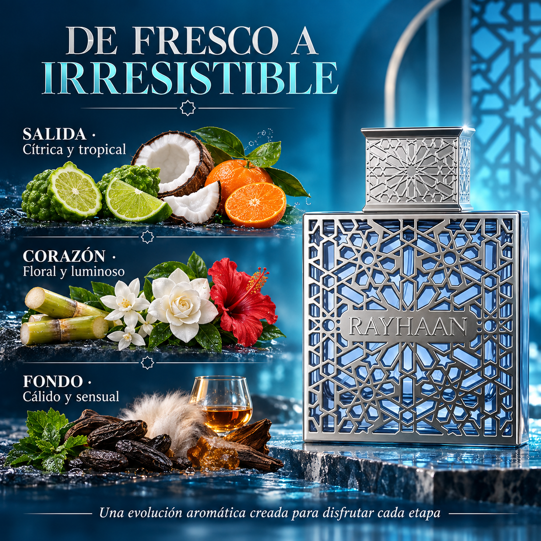 Rayhaan – Perfume masculino fresco Aquatica EDP 100 ml