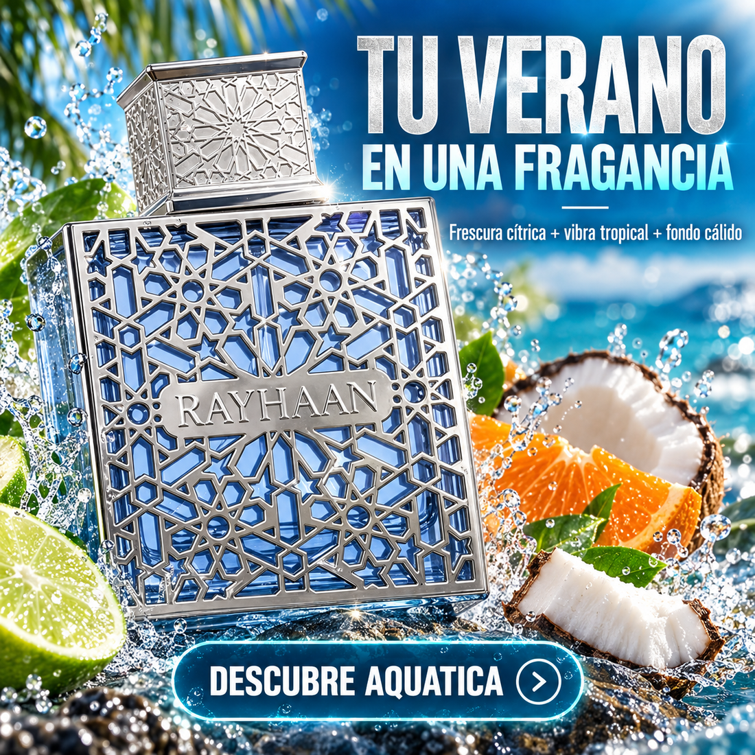 Rayhaan – Perfume masculino fresco Aquatica EDP 100 ml