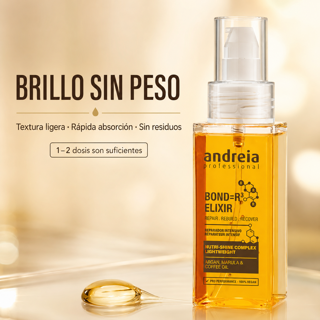 Andreia Professional – Elixir reparador para cabello dañado con brillo 50 ml
