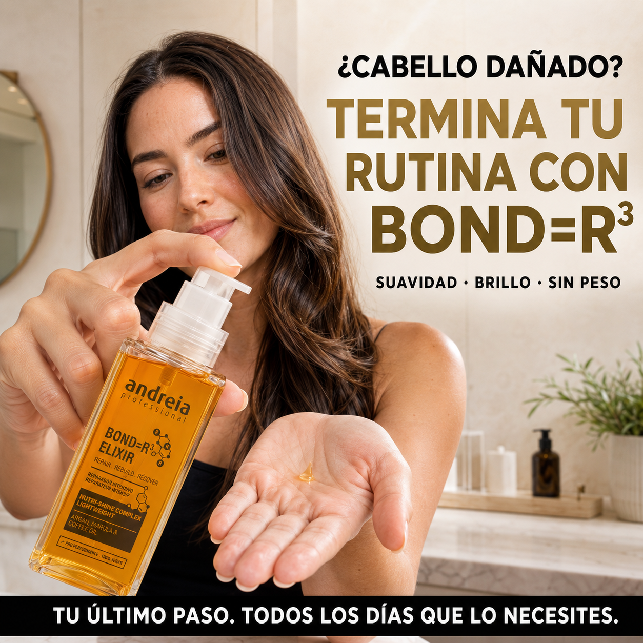 Andreia Professional – Elixir reparador para cabello dañado con brillo 50 ml